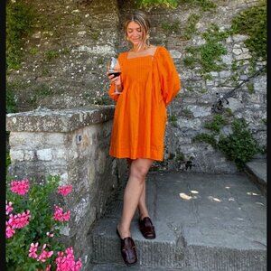 Darling Ivy Orange Long Sleeve Cotton Mini Dress XS